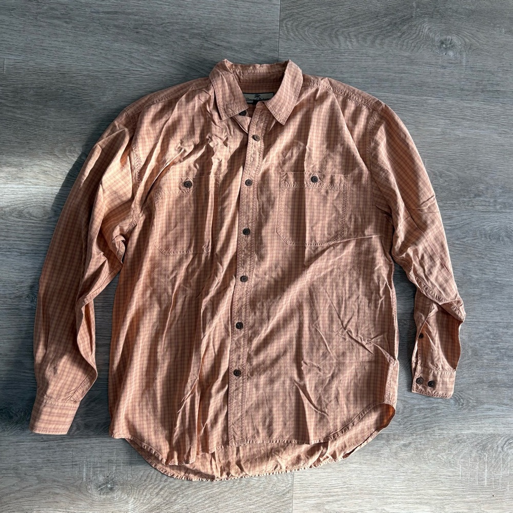 Tommy Bahama Silk long sleeve Shirt Men’s M Light Peach